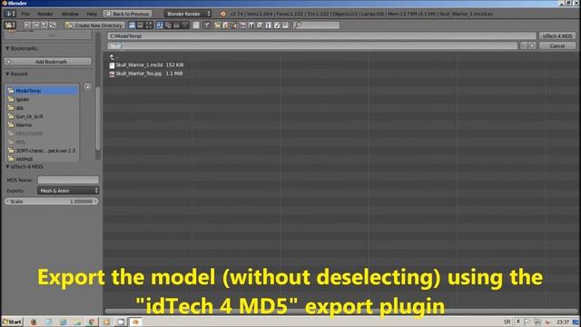 Экспорт в формат MD5 с помощью Blender