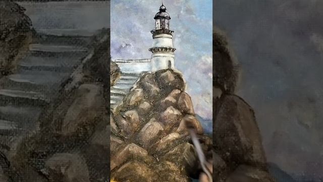 процесс создания пейзажа с Маяком