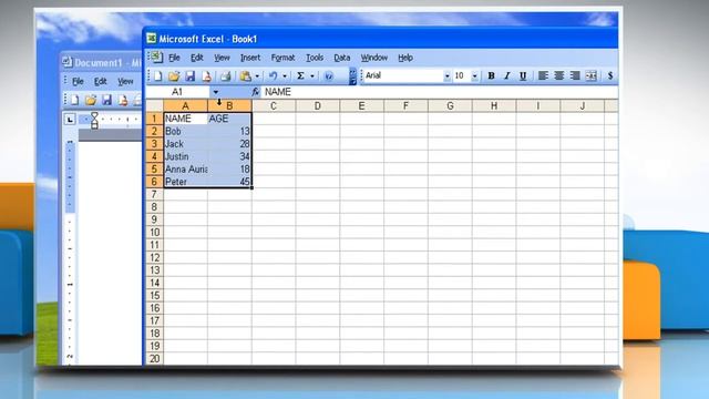 Microsoft® Word 2003: Create new embedded object from a file in Microsoft® Excel on Windows® XP