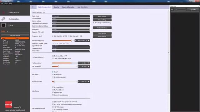 2. WiMOD LR_Studio (LoRa). Module Configuration