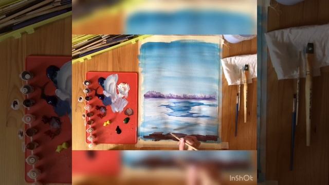 Весенний пейзаж гуашью