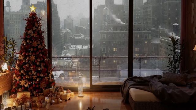 Christmas Christmas Ambience 🎄 NYC Apartment In A Snow Storm - Cozy Christmas W