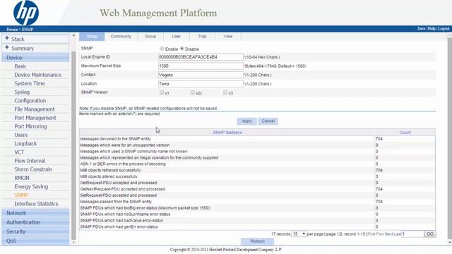 HP Switch - SNMP Configuration (JE009A)