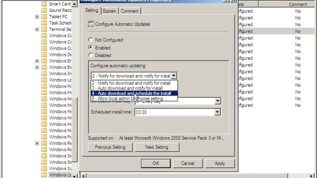 Setup Windows Automatic Update using Group Policy in Windows Server 2008