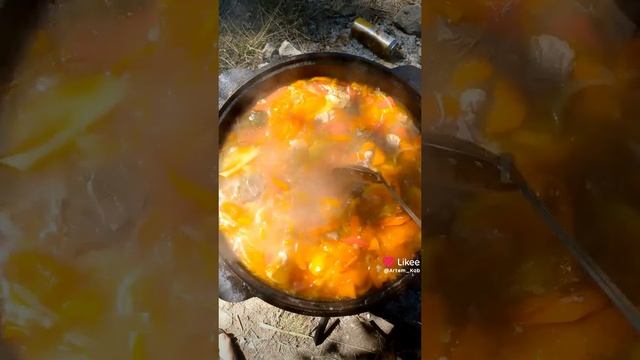 Шурпа на костре.