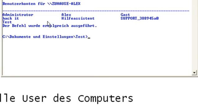 Windows xp passwort ändern mit cmd