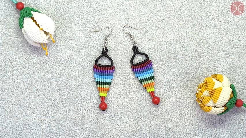 Macrame earrings tutorial ｜ Colorful Macramé Earrings 🌈 ｜ Keychain DIY