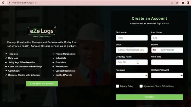 1.1.1.1 How to Register Ezelogs.com Construction Project Management Software Tutorial