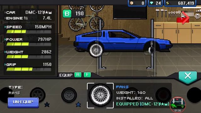 Pixel car racer back to the Future delorean build