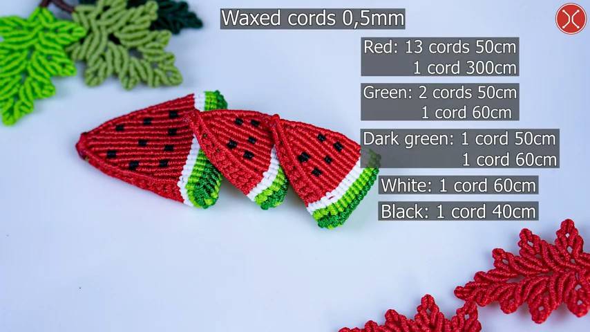 Macrame tutorial ： How to make Watermelon Macrame Keychain Tutorial EASY