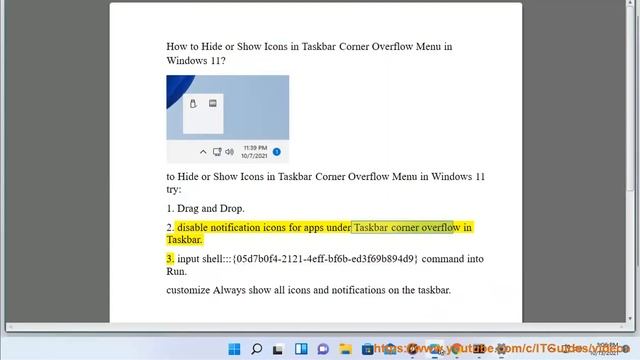 Hide/Show Icons in Taskbar Corner Overflow Menu in Windows 11