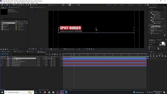 Руководство по экрану меню ресторана - After Effects Tutorial