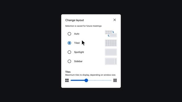 Google Meet: Change meeting layout