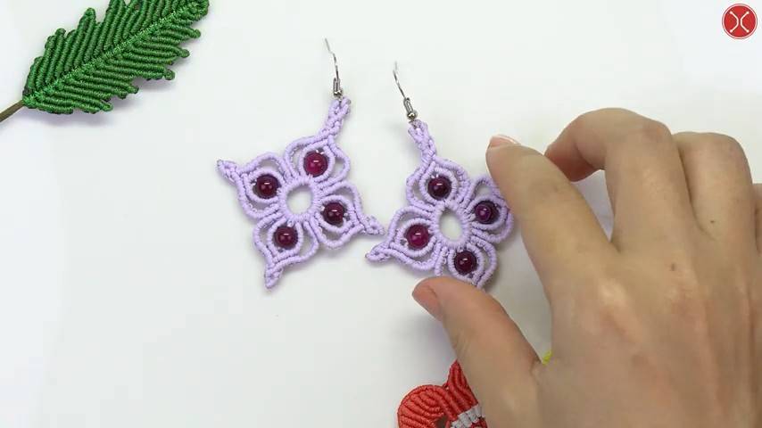 Macrame earrings ｜ Macrame earring tutorial： DIY Macramé Flower Earrings - Tutorial