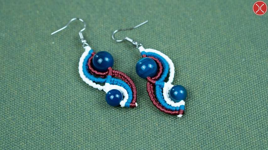 Macrame earrings tutorials easy 😍 ｜ Macrame earrings with beads ｜ for beginners 😇