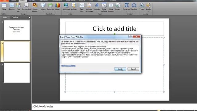 Insert Web Video in Powerpoint 2010