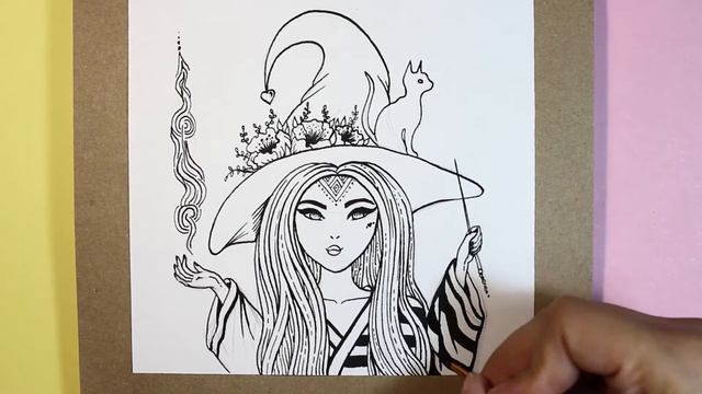 INKTOBER 2017 Day 4 ► WITCH ART ► Inking with Dip Pen