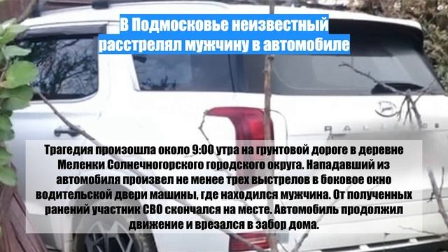 В Подмосковье неизвестный расстрелял мужчину в автомобиле