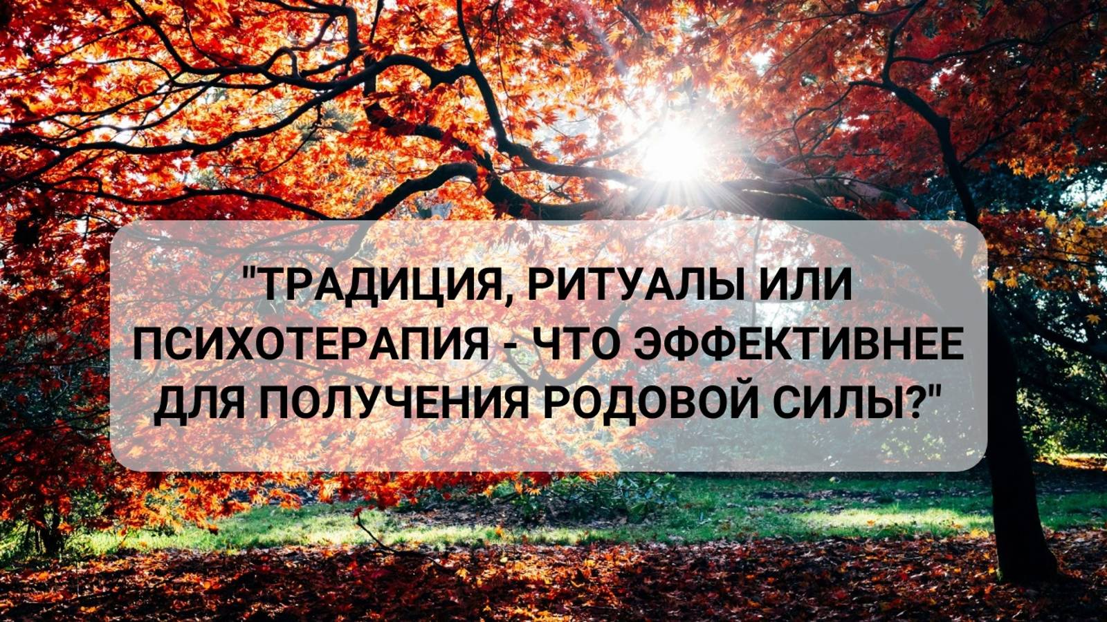 Эфир "Традиция, ритуалы или психотерапия - что эффективнее для получения родовой силы?"