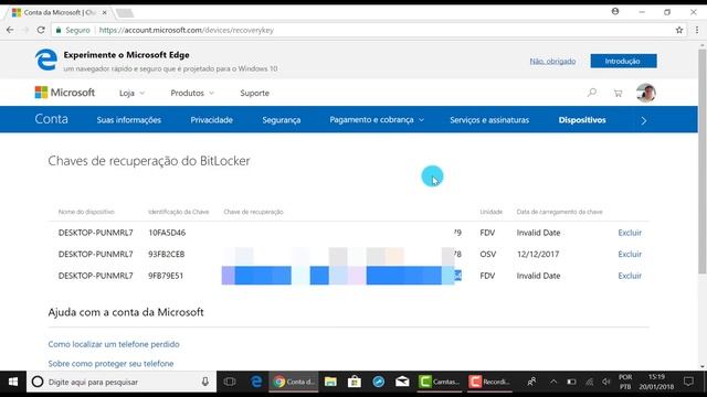 SOLUÇÃO Localizar chave de recuperação bitlocker