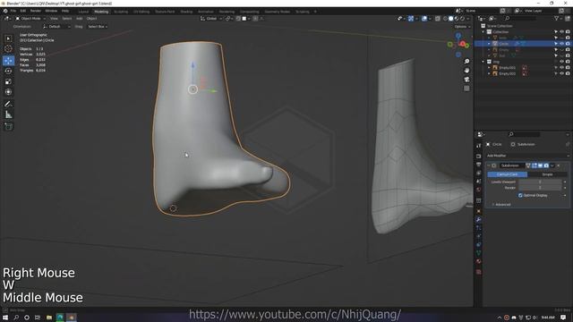 Blender 3.0： Anime Girl Character Foot Modeling (Вьетнамский)