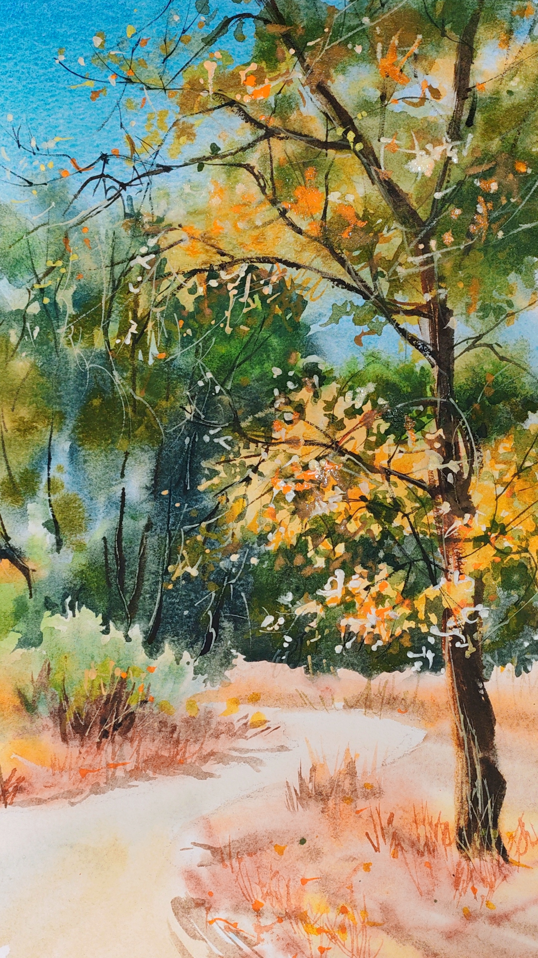 Рисую осень акварелью 💚🍂