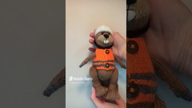 Paid beaver toy knitting pattern. Мастер-класс по вязанию игрушки бобр спицами. Мк игрушка.