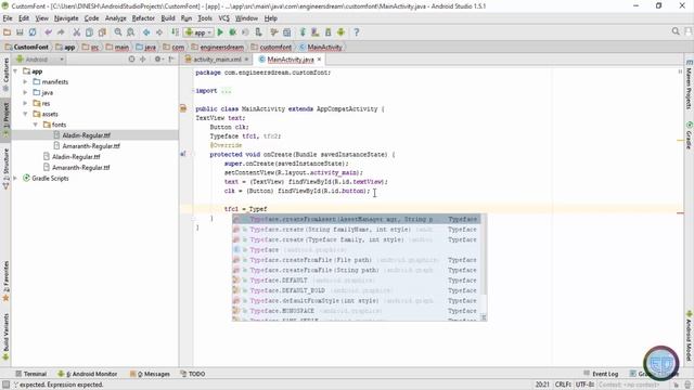 23.  HOW TO USE EXTERNAL FONTS IN ANDROID STUDIO | DETAILED EXPLANATION | ANDROID APP DEVELOPMENT