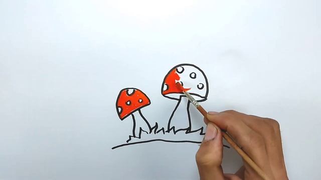 Bolalar uchun qo'ziqorin rasmini chizish/Drawing Mushroom for children/Рисование Гриб для детей