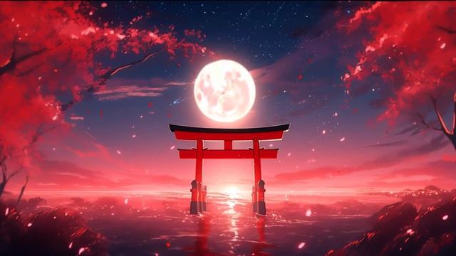 Тории Врата и Луна | Torii Gate Sakura | Blood Moonlight | River Live - Живые Обои