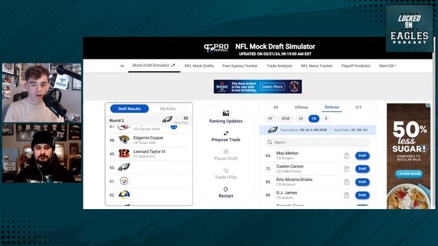 Philadelphia Eagles Mock Draft - DRAFTING Haason Reddicks Replacement? l Philadelphia Eagles Podcas