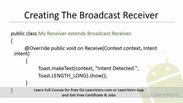 How to Create Intent and Broadcast Receiver Component in Android? Full Video in Hindi | LearnVern