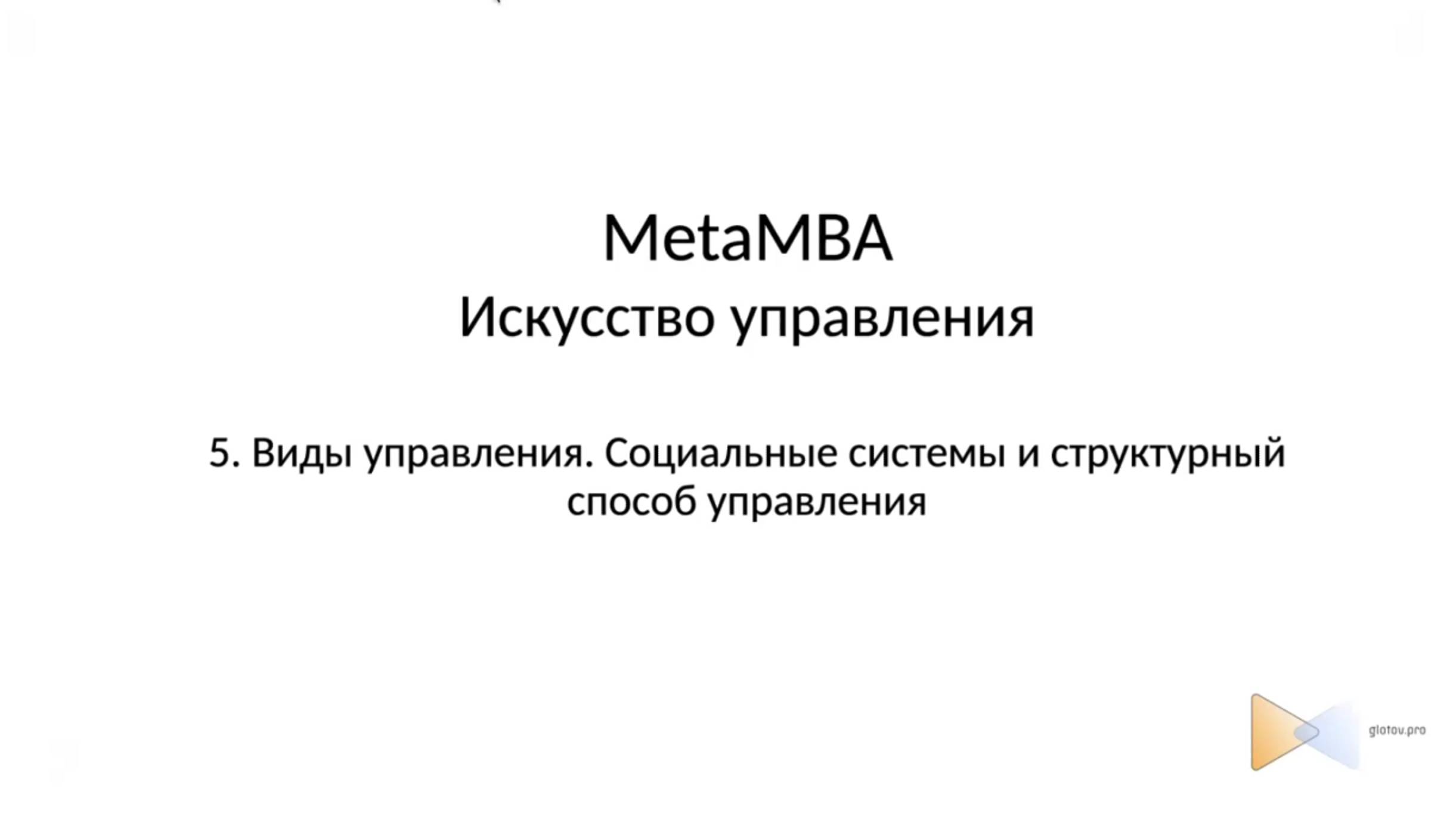 MetaMBA. Занятие 5 - Социальные системы и структурный способ управления