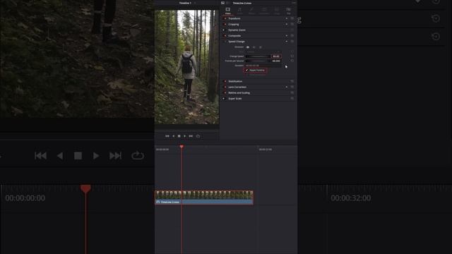 Как управлять скоростью видео в DaVinci Resolve. #davinciresolve #tutorial #editing