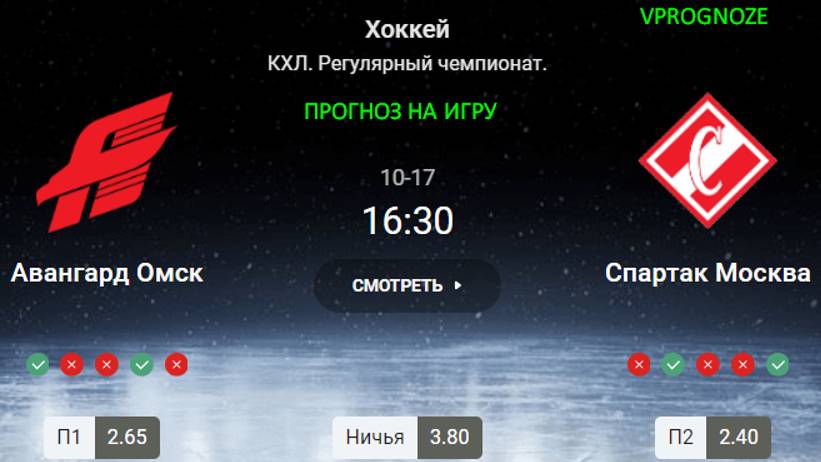 Ставка на киперов. Авангард Омск - Спартак Москва прогноз на матч КХЛ. 17 октября 2024