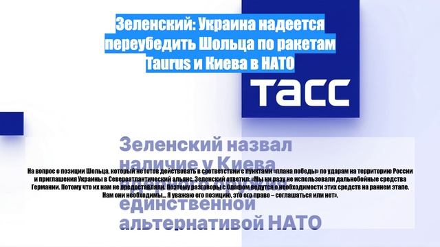 Зеленский: Украина надеется переубедить Шольца по ракетам Taurus и Киева в НАТО