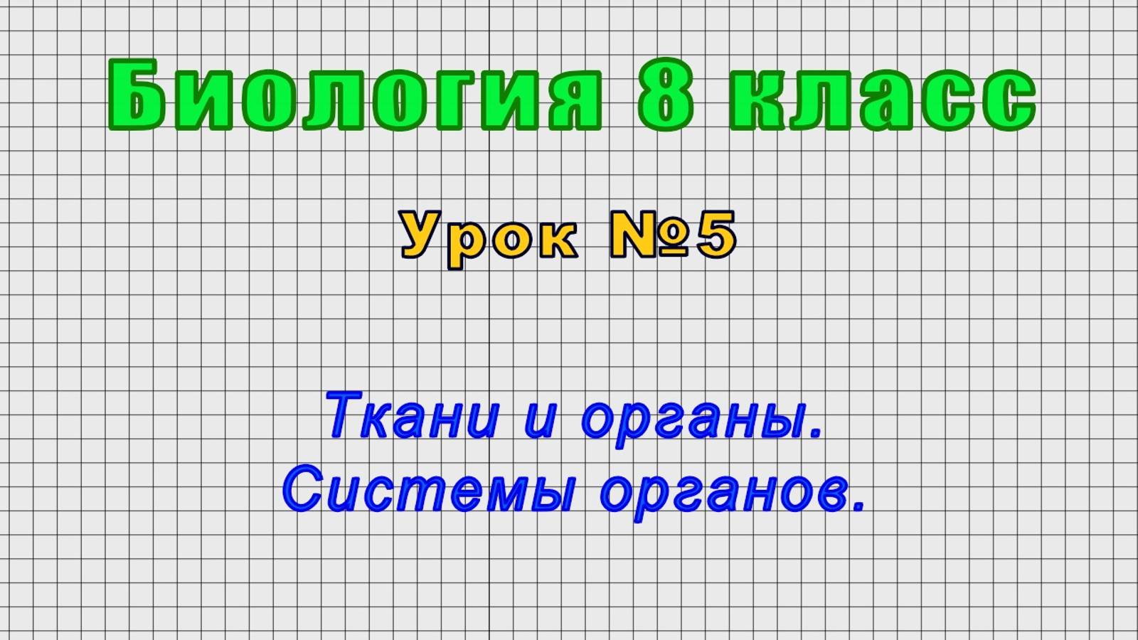 Биология 8 класс (Урок№5 - Ткани и органы. Системы органов.)