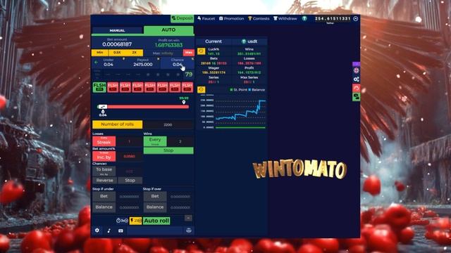 Криптолина играет  :СУПЕР ИГРА В ДАЙС WINTOMATO,, СУПЕР МУЗВЫКАЛЬНОЕ СОПРОВАЖДЕНИЕ