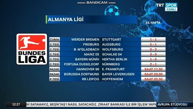 almanya ligi 23 hafta maç sonuçları