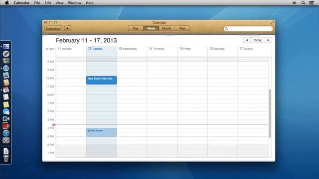 OS X 10.8 Mountain Lion - Calendar - Creating an event