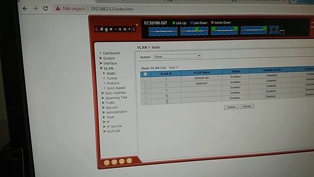 Trunk e Vlan entre Switchs EdgeCore e Switch Core Dlink - Configuration Trunk by Web Management