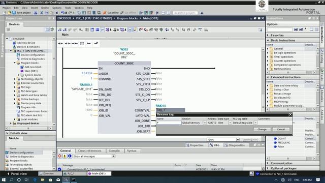 TIA Portal V16 read data from encoder using PLC S7-300