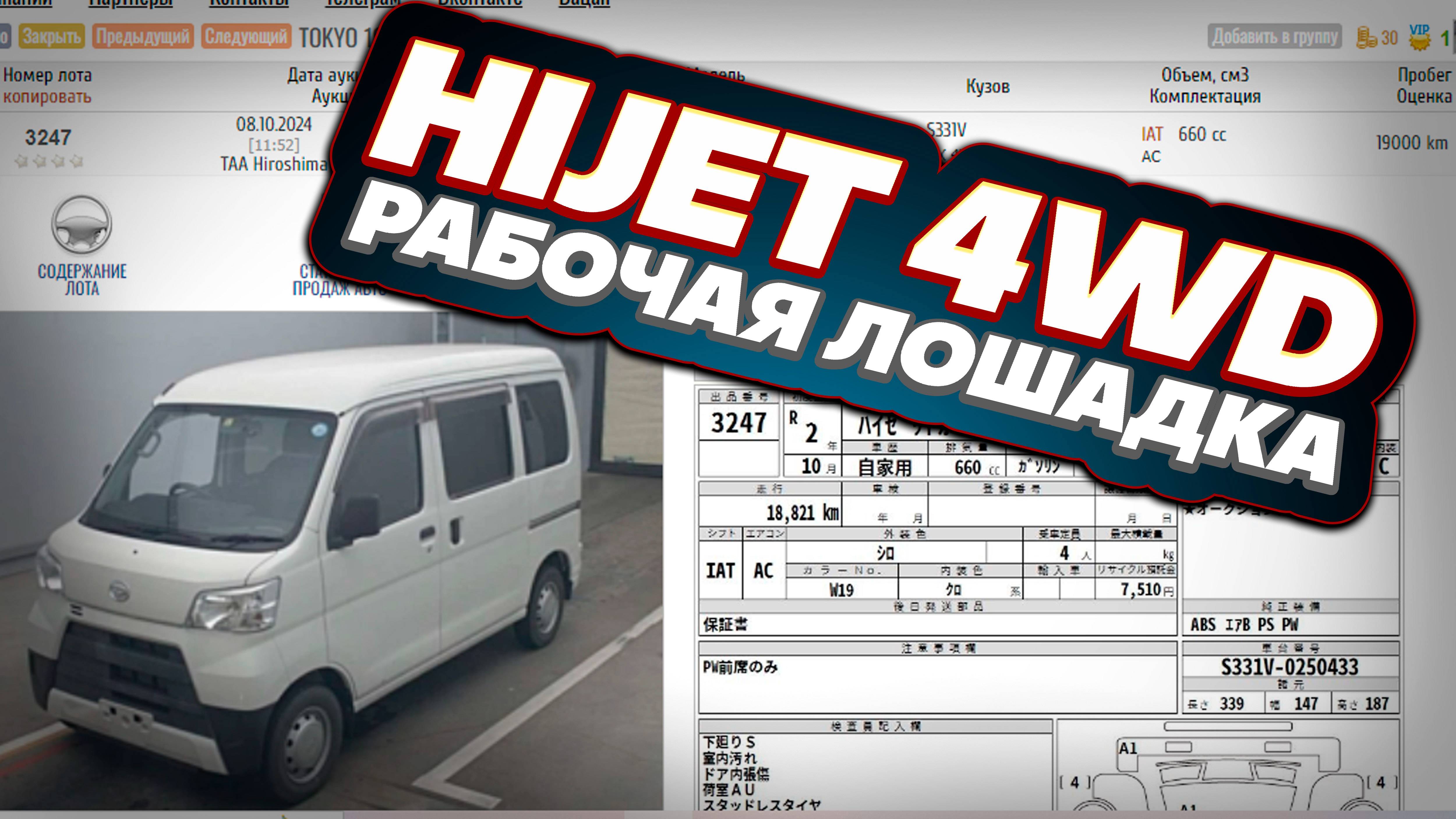 Стоимость Daihatsu Hijet High Roof 4WD с аукционов Японии.