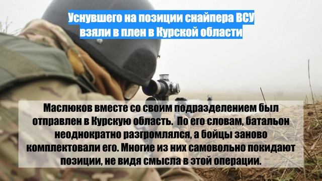 Уснувшего на позиции снайпера ВСУ взяли в плен в Курской области