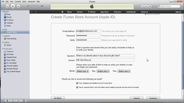 Set up iTunes Account with Gift Card - Without Credit Card