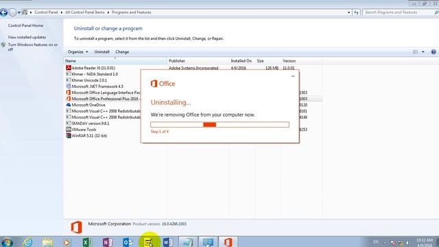 How to uninstall microsoft office 2016, របៀបលុបកម្មវិធី Microsoft Office 2016