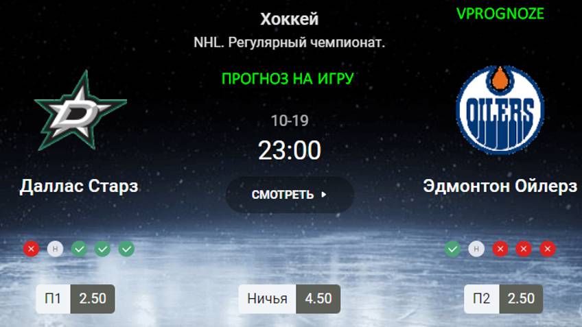 ❌ ❌ ❌ТОП игра дня в НХЛ. Даллас Старз - Эдмонтон Ойлерз прогноз на матч NHL. 19 октября 2024