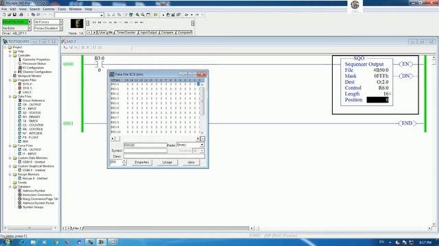 SLC500 SEQUENCE Output explanations and test with real PLC