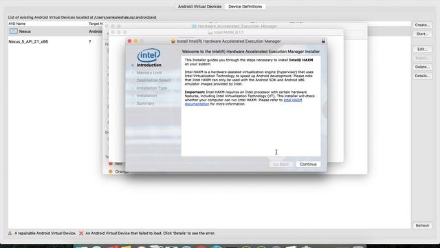 Fix Install Intel x86 Emulator Accelerator HAXM Error on Mac