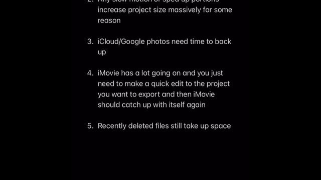 iMOVIE on iPHONE WON’T EXPORT NOT ENOUGH SPACE (5 Quick Steps to avoid rage)